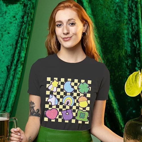 St Patricks Day Teacher Shirt for Women Teaching Lucky Charms T-Shirt Casual Lucky Irish Shamrock Tee Tops thumbnail 4