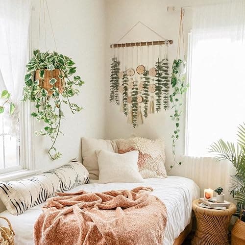 Artificial Eucalyptus Wall Decor Fake Greenery Leaves Stems Wall Hanging Plants on 16.5 inch Wooden Stick Boho Rustic Farmhouse Decor for Bedroom Kitchen Dining Room Bathroom thumbnail 2