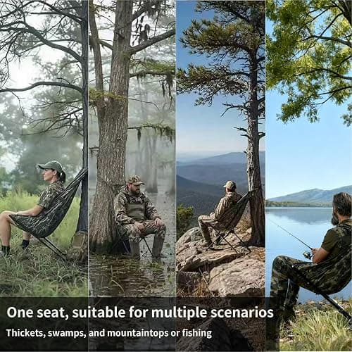 Bluexbear Low Down Hunting Seat with Adjustable Height, Portable Folding Tree Stand & 180° Pivot Lightweight Hammock Chair for Deer Hunting, Turkey Duck Blind, Camping Stool thumbnail 4