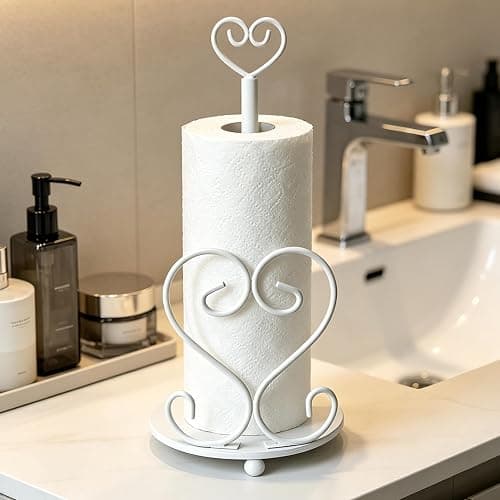 Paper Towel Holders Countertop Decorative Paper Towel Holder Home Decor and Accessories Suitable for Counter Top or Table -Metal Paper Towel Roll Holders (Heart Shaped) thumbnail 5