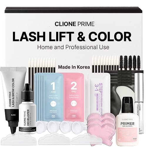 CLIONE PRIME Korean At Home Eye Lash Lift and Tint Kit Professional Brow Lamination and Tint Kit Eye Lash Tint Kit Black Eye Brow Tint Kit - Image 1