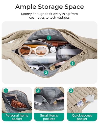 BAGSMART Quilted Crossbody Bags for Women Lightweight Puffer Purse Shoulder Hobo Bag for Daily Use Travel Essentials thumbnail 7