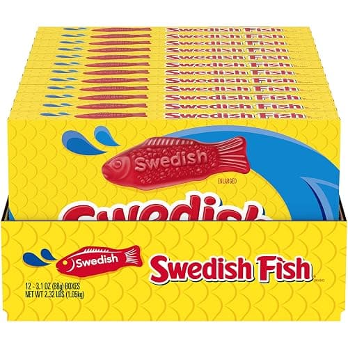 SWEDISH FISH Soft & Chewy Candy, Bulk Candy, 12 - 3.1 oz Boxes - Image 1