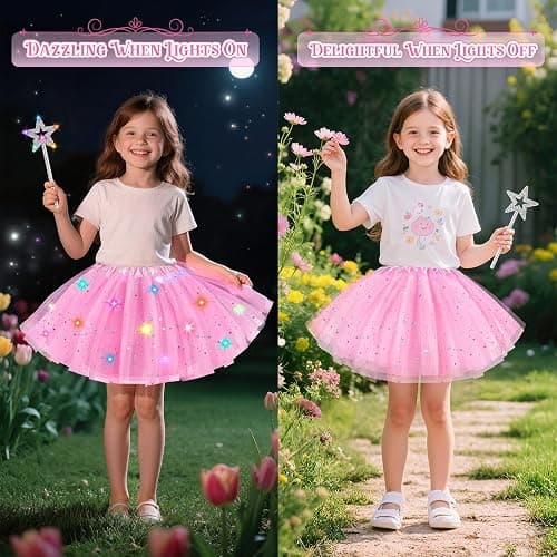 Teuevayl Girls Light Up Tutu Skirt, LED Glow Ballet Tutu Dress and Star Wand Halloween Costume for Kids 3 4 5 6 7 8 Years thumbnail 4