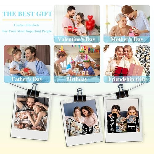 Bianspz Ships Next Day, Personalized Valentines Day Birthday Gifts for Him/Her, Custom Blanket with Photos, Personalized Blanket Couple Gifts Christmas for Mom Dad Boyfriend Girlfriend Wife Husband thumbnail 5