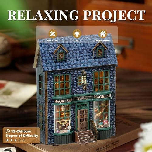Flever Dollhouse Miniature DIY House Kit Creative Room with Furniture for Romantic Valentine's Gift (Magic Store) thumbnail 4