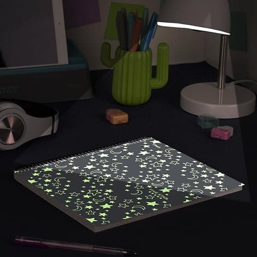 Five Star Spiral Notebook + Study App, 1 Subject, Wide Ruled, 8" x 10-1/2", 80 Sheets, Fights Ink Bleed, Water Resistant Cover, Black Stars Glow in the Dark (930020F) thumbnail 9