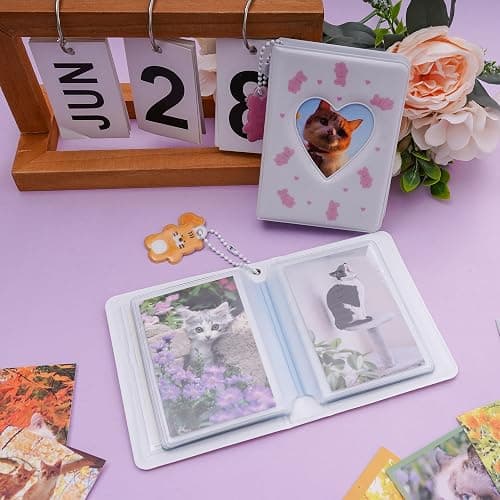 2 Pieces Photocard Binder Album, Mini Photo Album Kpop, 3 Inch Kpop Love Heart Hollow Photocard Binder, Mini Photo Card Book Holder (Style 1) thumbnail 6