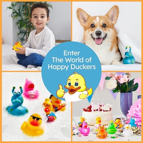 Happy Duckers Rubber Ducks - 30 Piece Bulk Pack for Bath, Pool, Party, Cruise, Jeep Ducking, Decoration & More - Small Assorted Funny Toy Duckies with Gift Box - 30 Rubber Ducks thumbnail 3