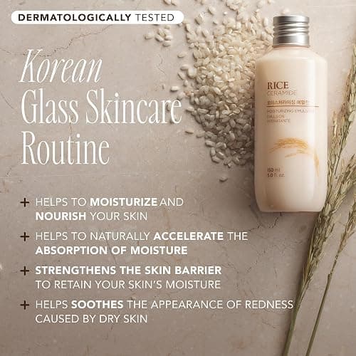 The Face Shop Rice Ceramide Moisturizing Emulsion - Rice Extract - Lightweight Face Moisturizer - Brightening - Hydrating Targets Dryness - Strengthens Skin Barrier - Face Lotion - Korean Skin Care - Moisturizing Emulsion thumbnail 2