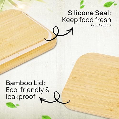 Vtopmart Glass Food Storage Containers with Bamboo Lids, 4 Pack Meal Prep Glass Containers Safe for Microwave, Oven, Freezer and Dishwasher, BPA Free thumbnail 5