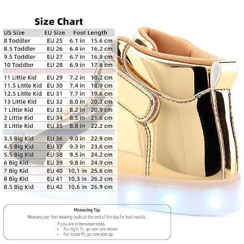 APTESOL Kids LED Light Up Shoes with Adjustable Hook & Loop - Rechargeable High Top Flashing Sparkly Luminous Glowing Sneakers, Cool Adorable Light-Up Tenis for Boys Girls thumbnail 6