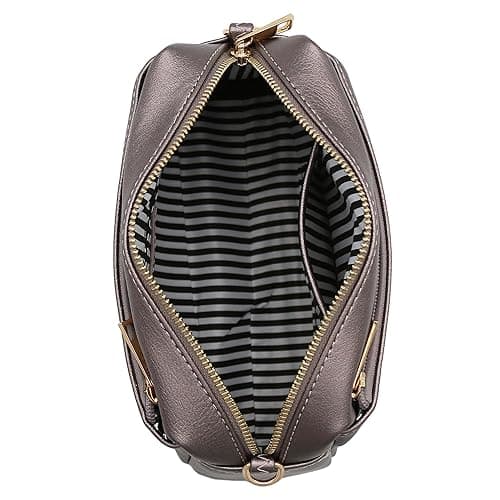 FashionPuzzle Triple Zip Small Crossbody Bag - Pewter (Metallic) thumbnail 5