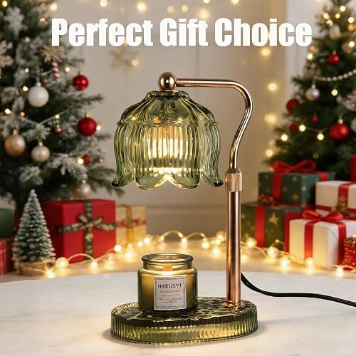 Dimmable Candle Warmer Lamp with Timer,Birthday Gifts for Women Home Decor | Adjustable Height Flower Candle Lamp Warmer with 2 Bulbs for Candle Jars,Decorations Gifts for Living Room(Green) thumbnail 6