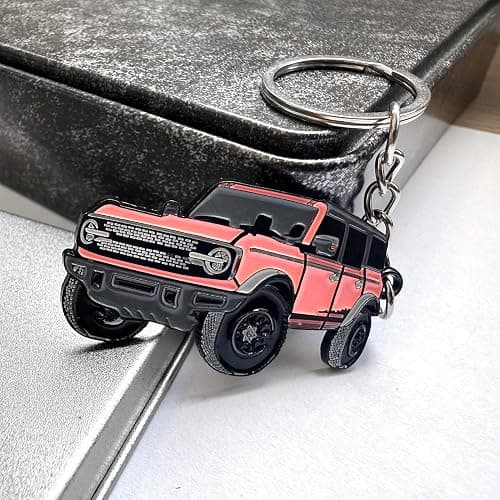 LSAUTO Car Keychain Compatible with Ford Bronco. Alloy Car Pattern Keychain. Key Accessory. thumbnail 2