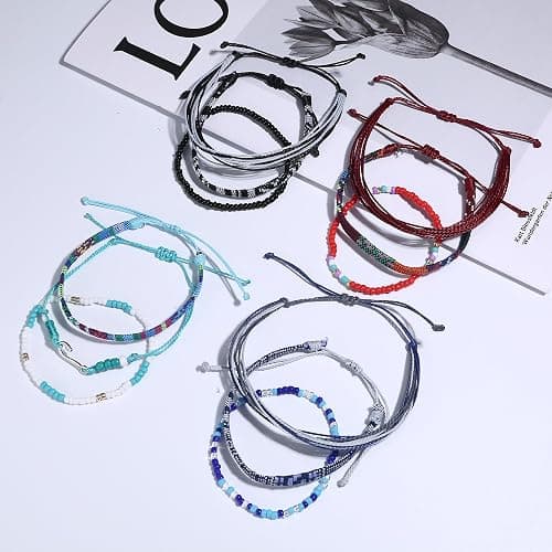 LOLIAS 24 Pieces Ankle String Bracelets for Women Surfer Wave Boho Bracelet Adjustable Handmade Friendship Bracelet String Ocean Beach Boho Bracelets Anklets for Women thumbnail 9