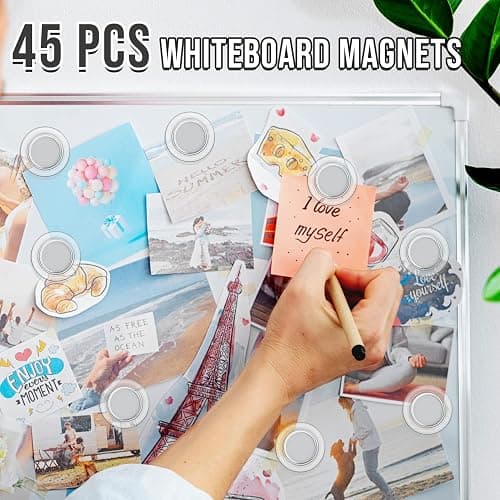 VNDUEEY 45 Pcs Round Whiteboard Magnets, Fridge Magnet Decorative, Dry Board Refrigerator Magnets, Small Magnet Teacher Supplies for School, Home, Office(Clear, 3cm/1.18in) thumbnail 4