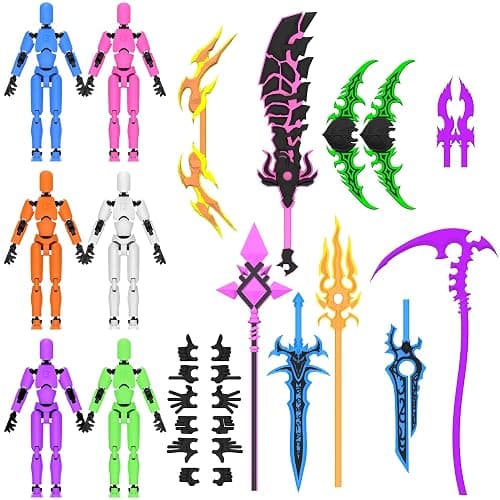 [6-PACK] Glowing Titan 13 Action Figure Set Already Assembled, T13 3D Printed Action Figures With Weapons Accessories T 13 Lucky Robo Dummy Nova 13 Action Figures, Figura de acción t13 (6-Colors) thumbnail 9