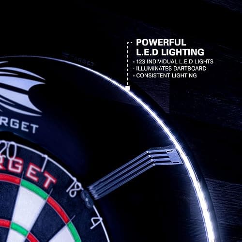 Target Darts Corona Vision Dartboard Lighting System, Black Frame | White LED Dart Board Surround Ring Light | Available with Pro Tour Dartboards Surround & Championship Dartboard, or Oche Dart Mat thumbnail 2