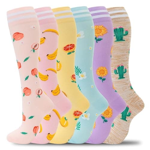 fenglaoda Compression Socks for Women Men Support Circulation 6 Pairs Socks For Nurse, Travel, Flight - Image 1