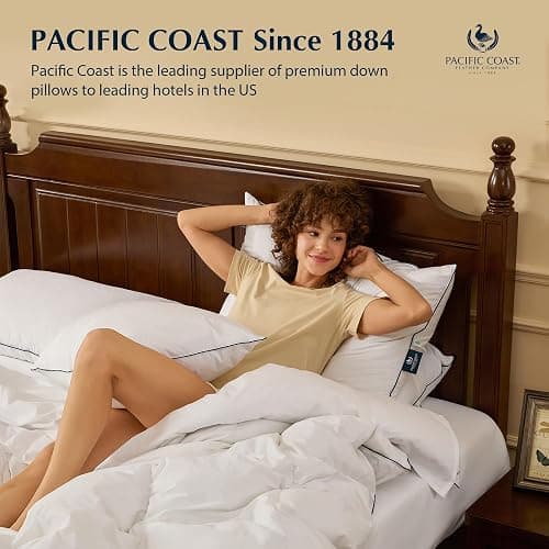 Pacific Coast Pillows Queen Size Set of 2, Goose Feather and Down Pillow for Sleeping, Hotel Collection Bed Pillows for Side Sleepers and Back Sleeper thumbnail 8