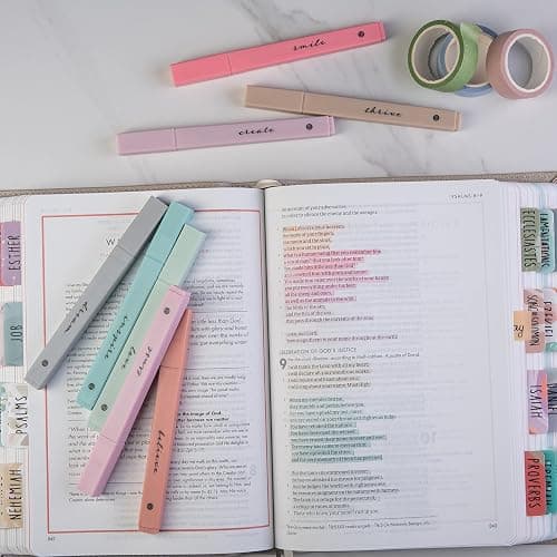 DIVERSEBEE Bible Highlighters with Soft Chisel Tip, 8 Pack Assorted Colors Pens No Bleed, Quick Dry, Cute Aesthetic Markers, Bible Study Journaling Supplies and Accessories (Boho) thumbnail 4