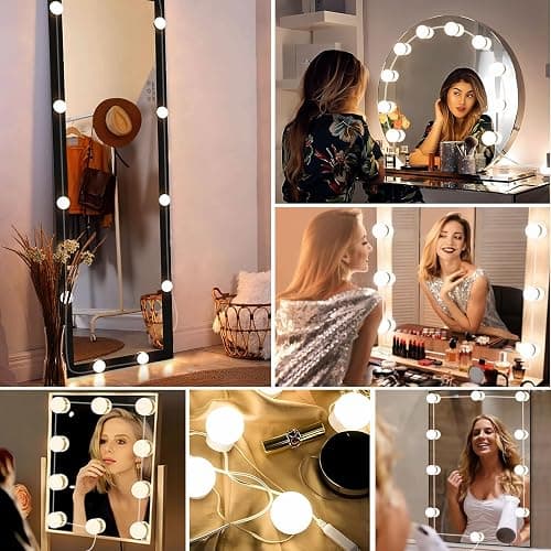 Akynite Hollywood Mirror Lights Stick on 10 Bulbs, USB Cable Adjustable, 3 Colour Changing and 10 Brightness, LED Vanity Mirror Lamp Dimmable, Makeup Lights for Dressing Table (No Adapter) thumbnail 7