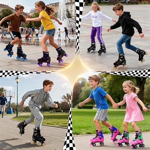 Nattork Adjustable Roller Skates for Kids Boys Girls- Teen Youth Age 4-16 - Cool Racing Car Indoor Outdoor Gift Idea for Birthdays Christmas thumbnail 4