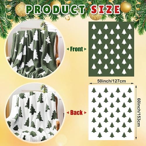 Tingjoo 50 x 60 Inch Christmas Tree Throw Blanket Microfiber Xmas Tree Blanket Cute Soft Cozy Fluffy Christmas Supplies for Living Room Sofa Bed thumbnail 2