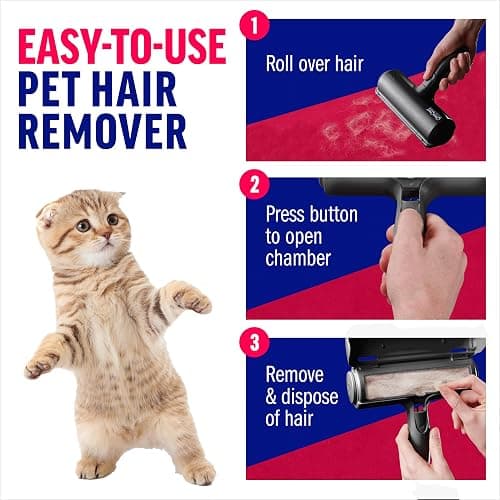 ChomChom Roller Pet Hair Remover – Original Size Reusable Lint Roller for Cat & Dog Hair on Furniture, Couch, Carpet, Car, Rugs & Bedding – Portable, Eco-Friendly (Black) thumbnail 4