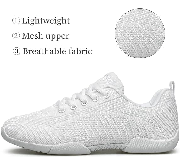 BAXINIER Girls White Cheerleading Shoes Breathable Youth Cheer Competition Sneakers Athletic Training Dance Tennis Walking Shoes thumbnail 2
