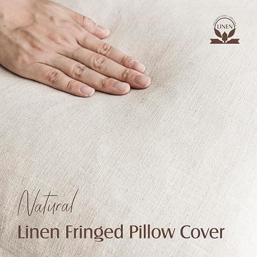 Foindtower Set of 2 Decorative Linen Fringe Lumbar Throw Pillow Covers Boho Farmhouse Cushion Cover with Tassels Cozy Accent Pillowcase for Sofa Couch Living Room Home Decor,12×20 Inch,Natural Beige - 20" x 12" (Pack of 2) - Natural Beige thumbnail 3