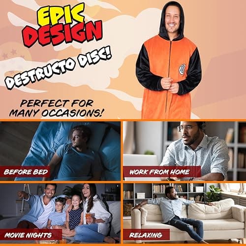 Dragon Ball Z One-Piece Pajamas for Men with Hood - Anime Gifts for Him thumbnail 4