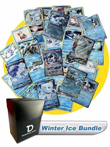 Winter Ice Bundle Pokémon Compatible TCG Random Assortment || Guaranteed Ice-Type Ultra Rare + 20 Ice-Type Pokémon Compatible Cards + Dan123yal Deck Box - Image 1