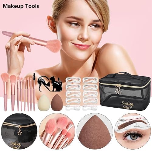 All in One Makeup Kit for Women Full Kit, Make Up Gift Set for Women, Makeup Essential Bundle Includes Foundation Face Primer Eyeshadow Contour Palette Lipstick Eyeliner Mascara Cosmetic Brush Set thumbnail 6