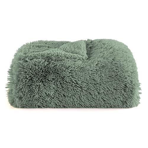 Bedsure GentleSoft Fuzzy Sherpa Faux Fur Twin Blanket Sage Green Cozy Gifts for Women Men, Soft Fleece Plush Warm Minky Thick Blanket Twin Size for Bed, Dorm Essentials Sage Room Decor Gifts, 60x80 thumbnail 9