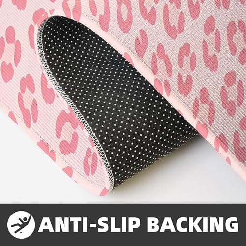 Scczsin Pink Leopard Kitchen Rugs Microfiber Floor Mats Cushioned Carpet Runner Rug for Laundry Bathroom Living Room, 2 Piece Set 17"X 47" + 17"X 30" thumbnail 5