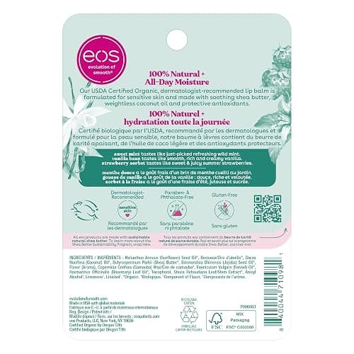 EOS 100% Natural & Organic Lip Balm Stick - Variety Pack | 12g | 3-pack thumbnail 2