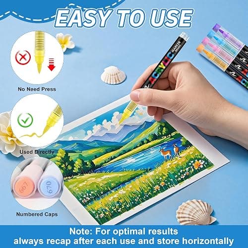 Guangna Acrylic Paint Markers Brush Tip, 120 Vivid Colors with Direct-Liquid Ink Control System, Professional-Grade Paint Pen for Rock Painting, Canvas, Glass, Plastic, Fabric & Creative Crafts thumbnail 6