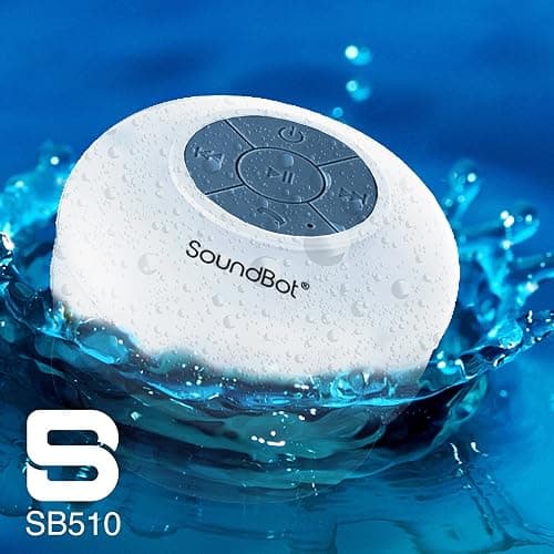 Soundbot® Waterproof Shower Speaker HD Water Resistant Bluetooth Handsfree Portable with Loud Clear Sounds 6+hrs of Playtime, Wireless Suction Cup Small Durable for Outdoors Travel Home SB510 (White) thumbnail 5