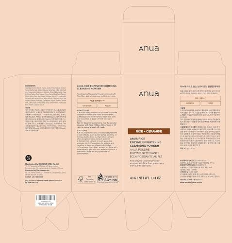 ANUA RICE ENZYME BRIGHTENING CLEANSING POWDER, Rice Mask, Ceramide, Gentle Face Wash for Brightening, Radiant Skin, Facial Cleanser for Dry Skin, Korean Skincare, Fragrance Free, 40g/1.41fl.oz. thumbnail 9