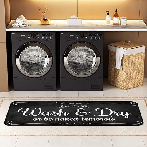 Laundry Room Long Mat Area Rug Non-Slip Floor Mat Waterproof Farmhouse Carpet for Kitchen 40" x 20"(Black-2) thumbnail 3