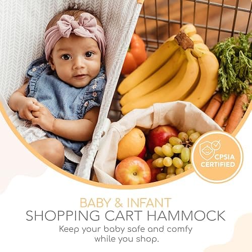 Binxy Baby Shopping Cart Hammock – Infant Seat for Grocery Carts – Holds Car Seats Securely – Compatible with Select 4-Seater Wagons (20–24” Wide) – Supports Up to 50 lbs – Little Arrow thumbnail 3