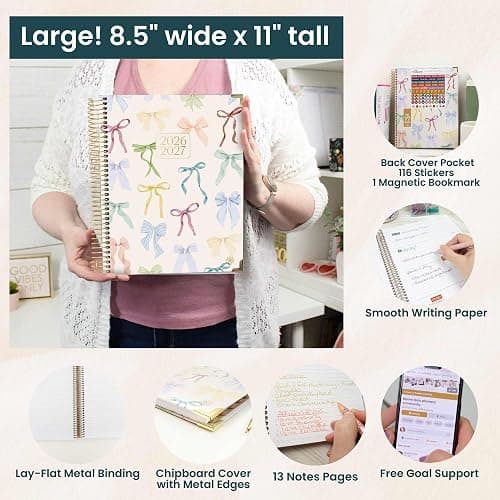 bloom daily planners HARDCOVER Planner 2026-2027 (8.5" x 11") Academic Year (July 2026 - July 2027) - 13 Months Task Goal Planner for Women - Monthly & Weekly Agenda Book - Bows thumbnail 5