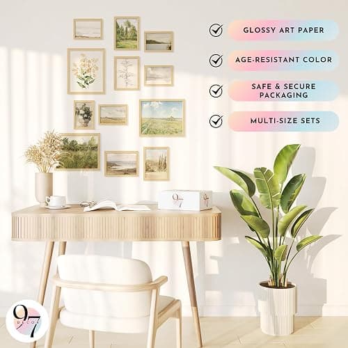 97 Decor Vintage Wall Art Prints, 12 Pcs Poster Set, 8x10 to 4x6 | French country and cottagecore style, landscape gallery wall, kitchen, bathroom and bedroom, glue dots, unframed thumbnail 5