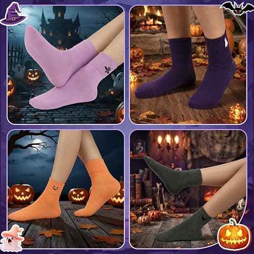 soxitoevy 10 Pairs Women Crew Socks Cute Embroidery Cotton Socks | Soft Cotton Blend, Embroidery Pattern, Elastic Ribbed Cuff, Mid-Calf Length, Ideal Gifts for Women Girls or Friends thumbnail 4