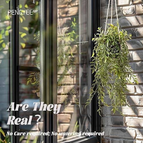 PENGYEE 3 Packs Fake Hanging Plants with Black Pots, 20" Artificial Hanging Plants for Wall Decor, Fake Fern Plants Mandala Vine for Home Bathroom Bedroom Kitchen Office Room Decor thumbnail 4