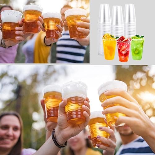 100X Clear Plastic Disposable Drink Cups for Water 7 Oz/180ml Perfect for Drinking Events Home, Parties Picnic and Everyday Use (Pack of 100) thumbnail 3