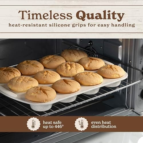 Country Kitchen Nonstick Stackable Bakeware Set - Durable, Easy Release Baking Set, Cream, 14 Pcs thumbnail 5