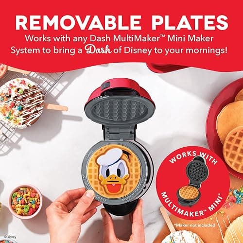Dash MultiMaker® Mini System Removable Plate Set - Ceramic, Nonstick Replacement Plates for Fun-Shaped Waffle Breakfast - Waffle Maker Not Included - 4-Inch - Two-Pack - Donald & Daisy thumbnail 3